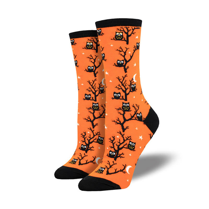 Plus Size Creative Halloween Pattern Crew Socks(4 Pairs) - Orange - EU36-42(US3-8.5) - image 5
