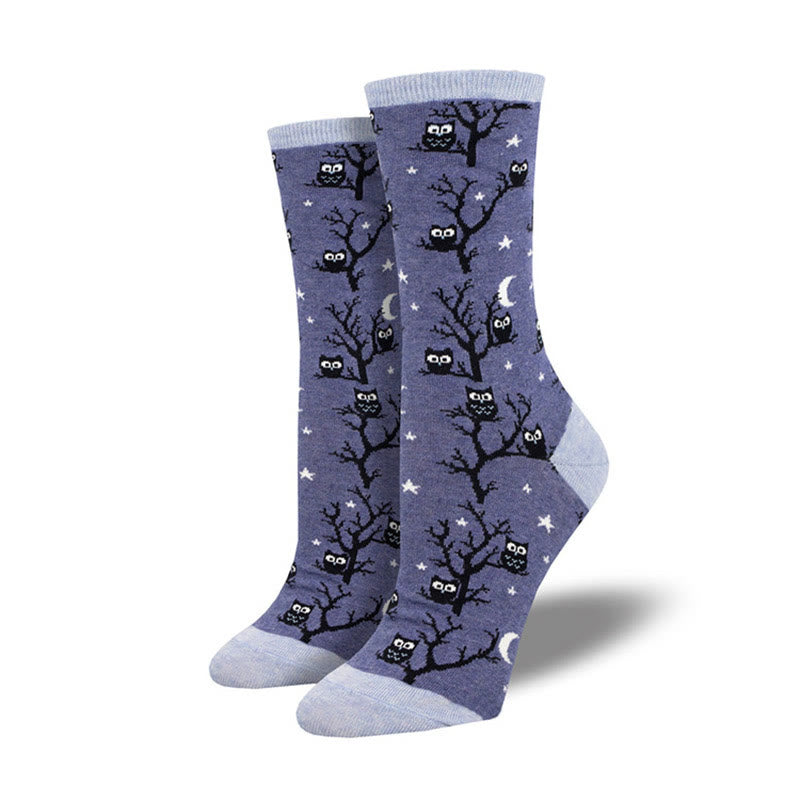 Plus Size Creative Halloween Pattern Crew Socks(4 Pairs) - Light Purple - EU36-42(US3-8.5) - image 3