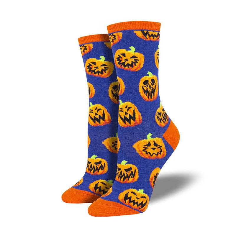 Plus Size Creative Halloween Pattern Crew Socks(4 Pairs) - Purple - EU36-42(US3-8.5) - image 2