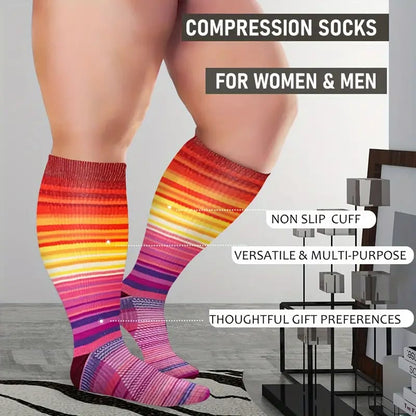 Plus Size Fashion Design Compression Socks(3 Pairs)