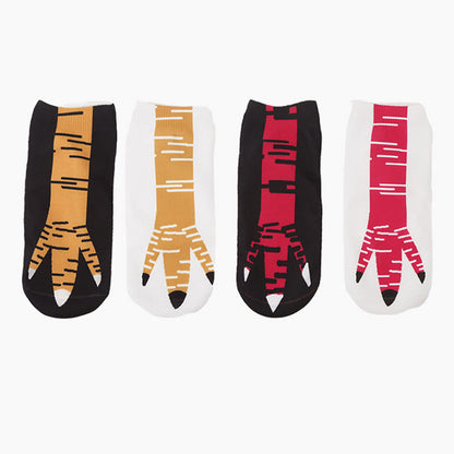 Plus Size 3D Chicken Feet Ankle Socks(4 Pairs) - Multicolor - EU36-43(US4-9) - image 1