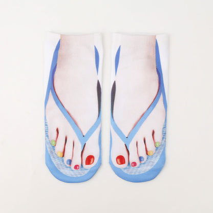 Plus Size 3D Flip Flops Ankle Socks(3 Pairs) - image 3