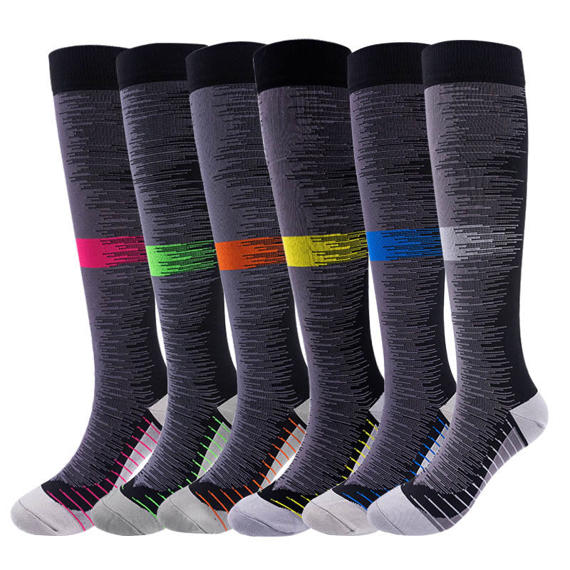 Fashion Color Blocks Compression Socks(6 Pairs) - Multicolor - S/M - image 0
