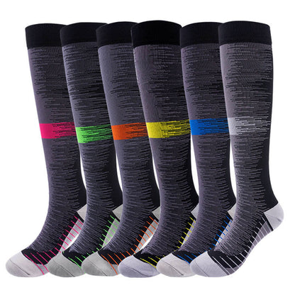 Fashion Color Blocks Compression Socks(6 Pairs) - Multicolor - S/M - image 0