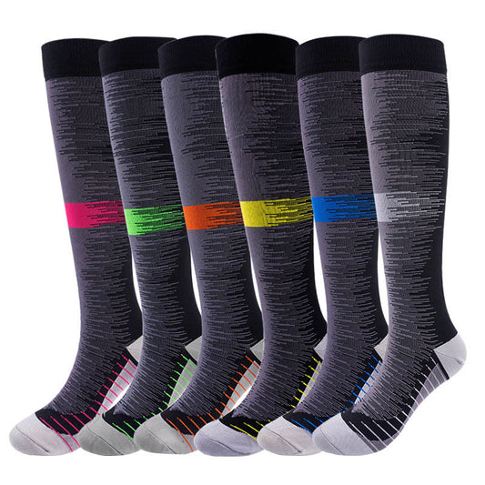 Fashion Color Blocks Compression Socks(6 Pairs) - Multicolor - S/M - image 0