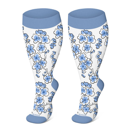 Plusock Plus Size Flower Series Compression Socks(3 Pairs) - image 2