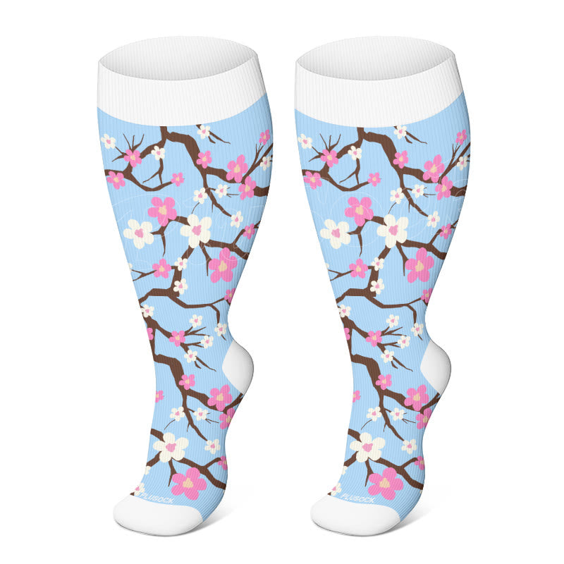 Plus Size Flower Series Compression Socks