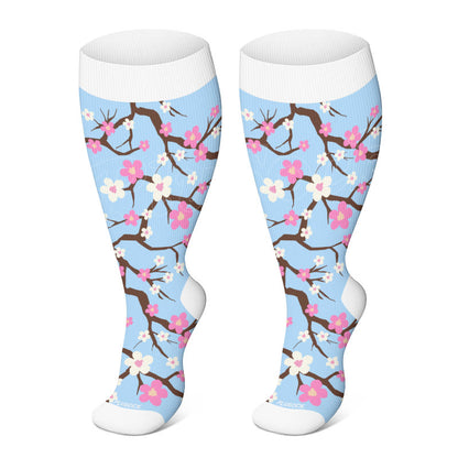 Plus Size Flower Series Compression Socks