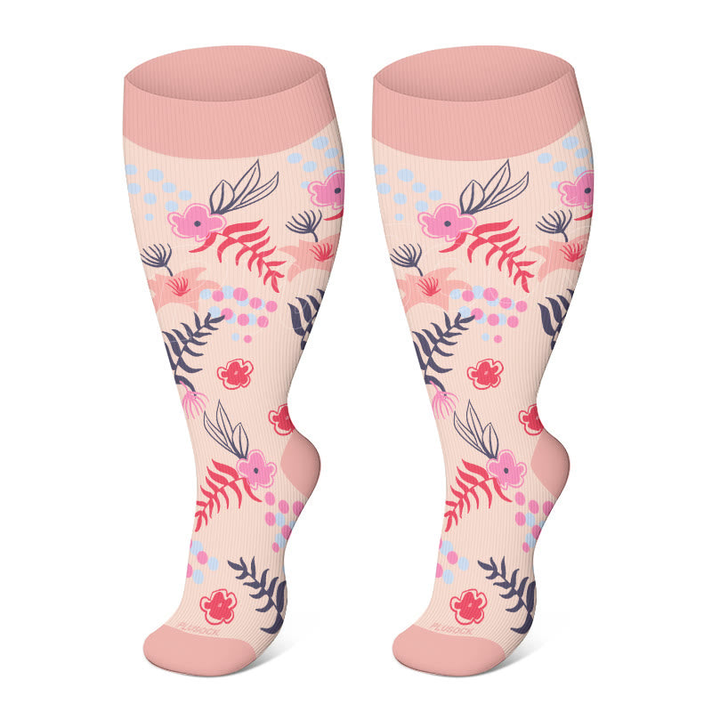 Plusock Plus Size Flower Series Compression Socks(3 Pairs) - image 4