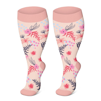 Plusock Plus Size Flower Series Compression Socks(3 Pairs) - image 4