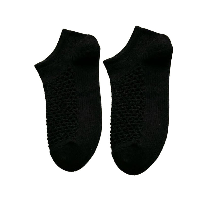Mesh Solid Color Soft Ankle Socks(10 Pairs) - Black - EU39-44(US6-10) - image 10