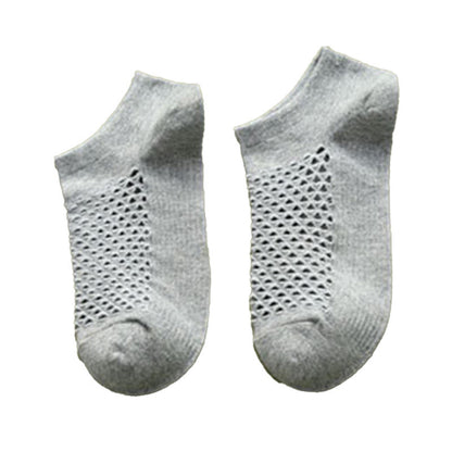 Mesh Solid Color Soft Ankle Socks(10 Pairs) - Grey - EU39-44(US6-10) - image 13