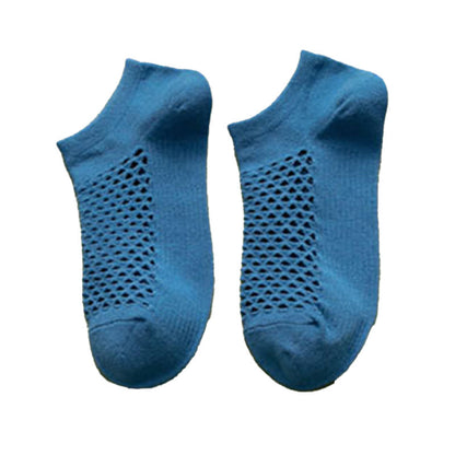 Mesh Solid Color Soft Ankle Socks(10 Pairs) - Blue - EU39-44(US6-10) - image 12