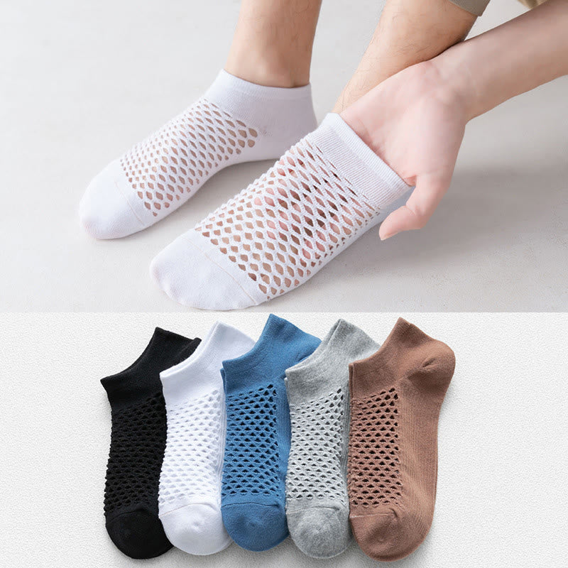 Mesh Solid Color Soft Ankle Socks(10 Pairs) - Multicolor*2 - EU39-44(US6-10) - image 0