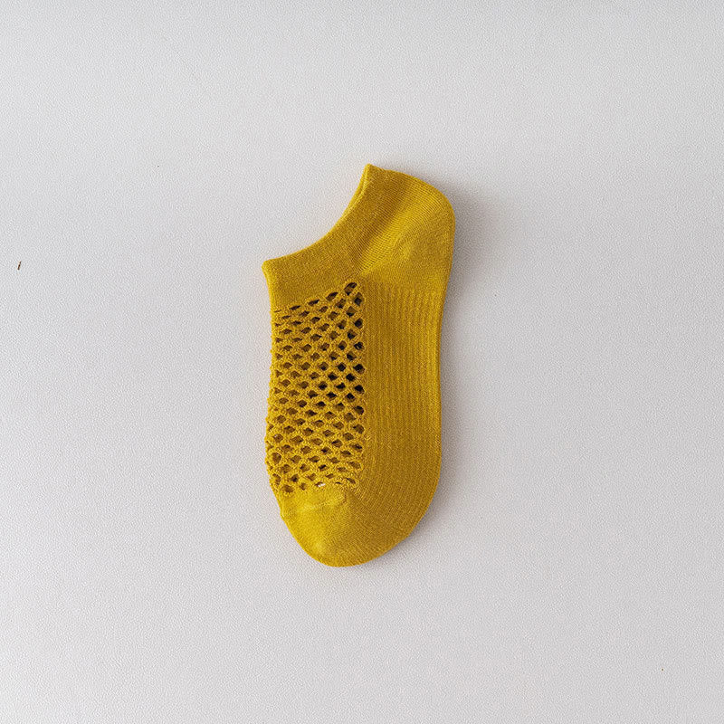Mesh Breathable Ankle Socks(8 Pairs) - Yellow - EU36-40(US3-7) - image 10