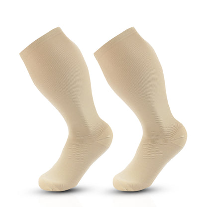 Plusock Plus Size Pure Color Compression Socks 2XL-7XL - Skin - 7XL - image 13