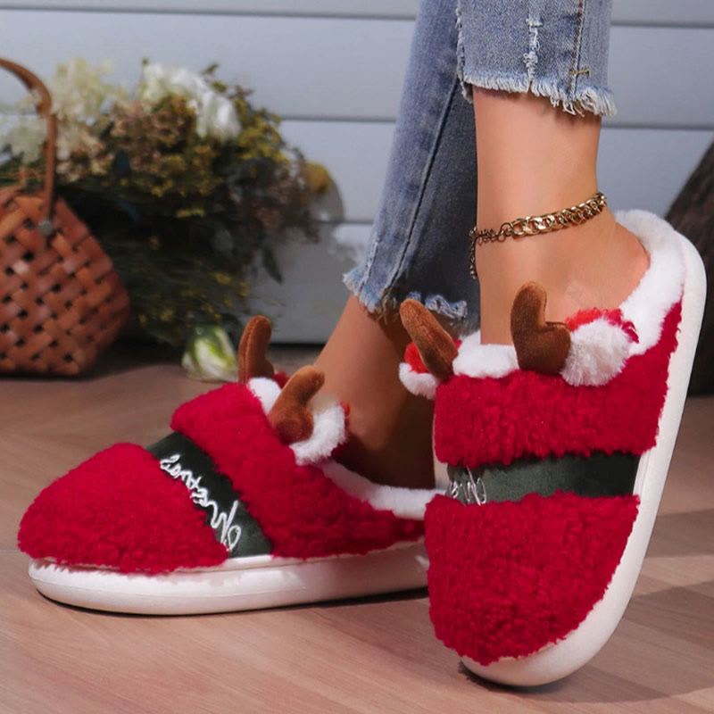 Plus Size Christmas Antlers Slippers - image 0