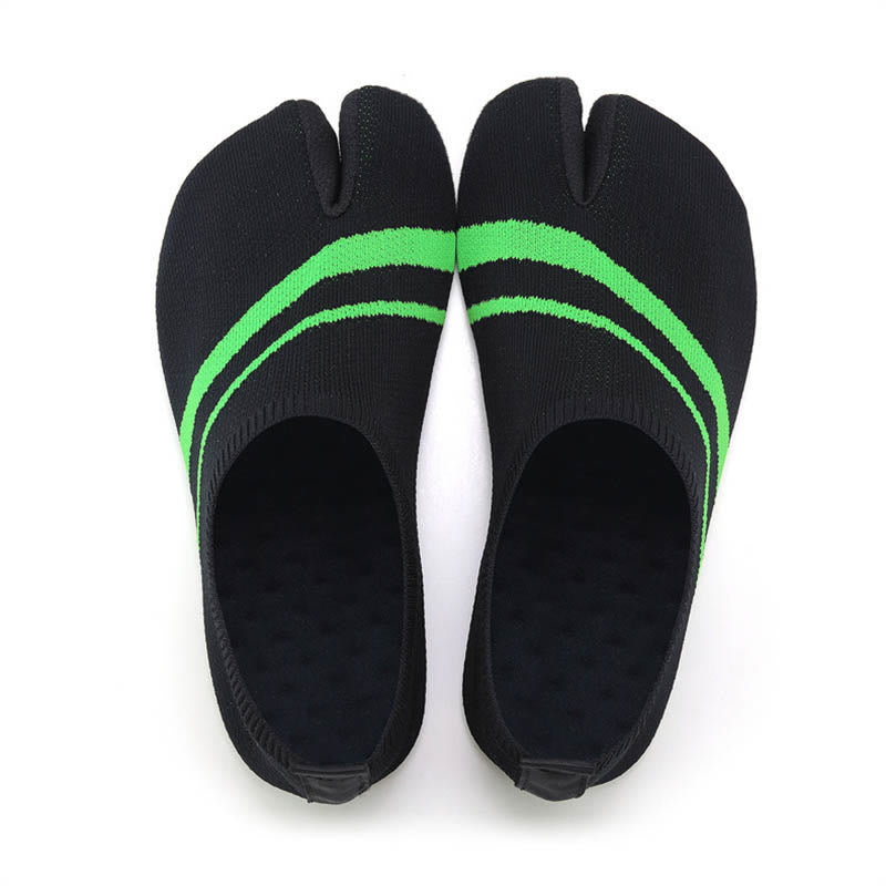 Plus Size Split Toe Stripe Slipper Socks - Green - 4XL - image 10