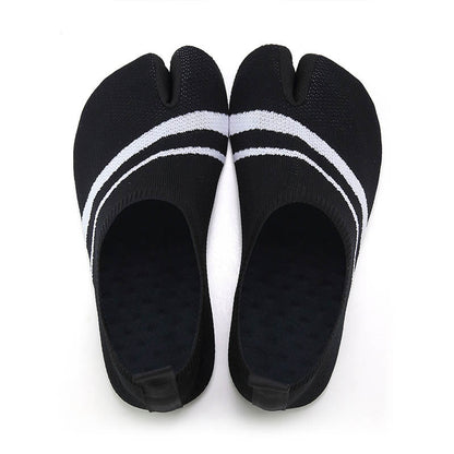 Plus Size Split Toe Stripe Slipper Socks - White - 4XL - image 12