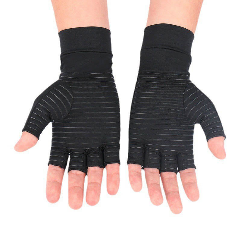 Fingerless Copper Compression Gloves - Black - XL - image 1
