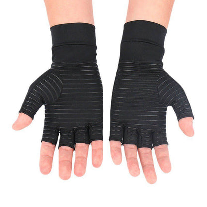 Fingerless Copper Compression Gloves - Black - XL - image 1