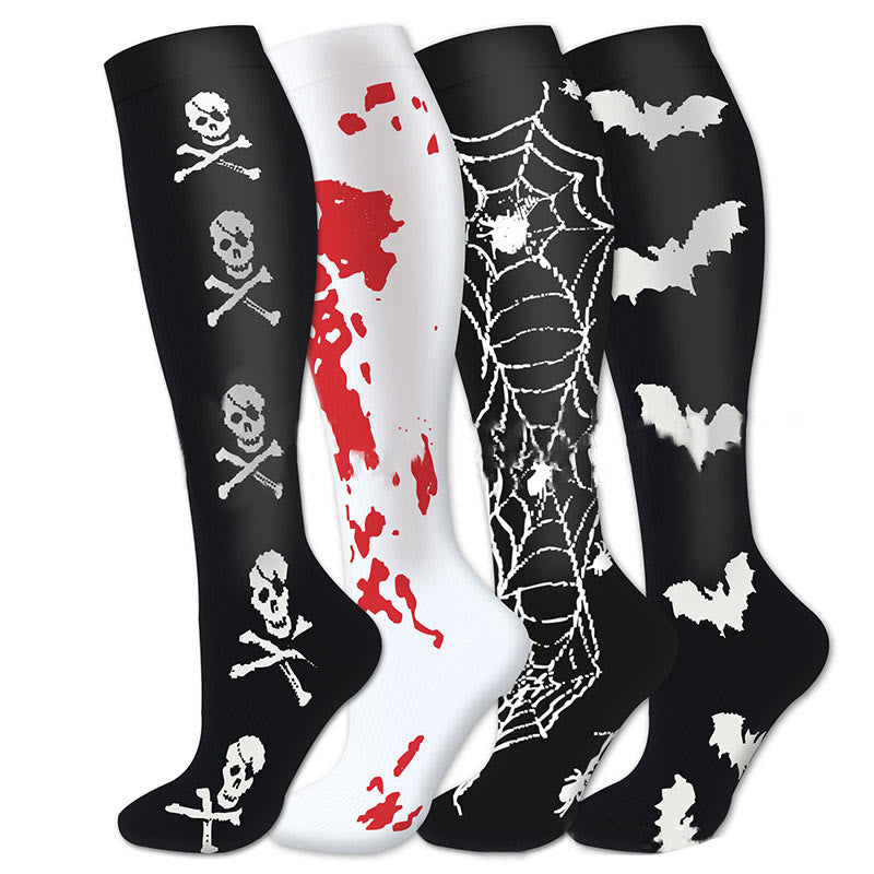 Spooky Halloween Style Compression Socks(4 Pairs) - Multicolor - S/M - image 1
