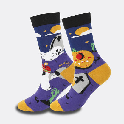 Plus Size Witch Skull Pumpkin Crew Socks(4 Pairs)