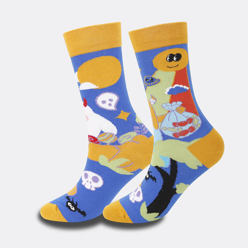 Plus Size Witch Skull Pumpkin Crew Socks(4 Pairs)