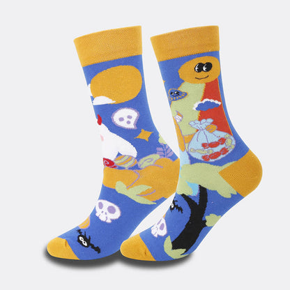 Plus Size Witch Skull Pumpkin Crew Socks(4 Pairs)