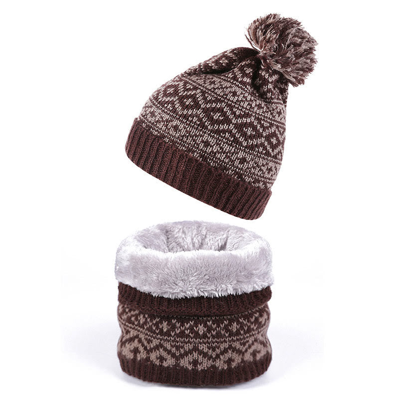 Winter Warm Beanie Scarf 2 in 1 Set - Coffee - One Size - image 6