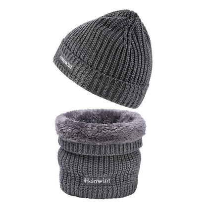 Warm Knit Hat Scarf 2 in 1 Set - Grey - One Size - image 6