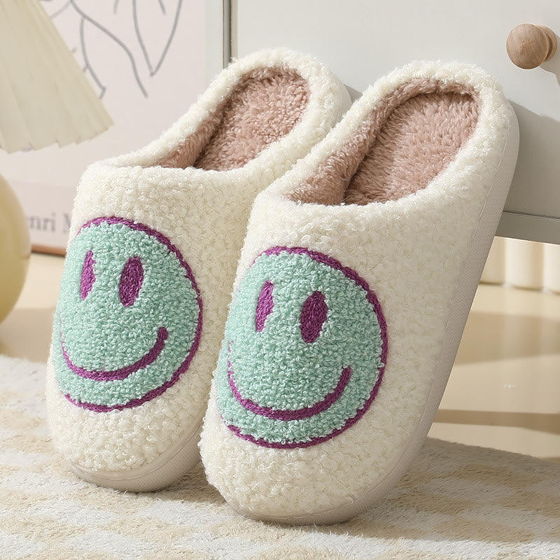 Plus Size Anti Slip Smiley Face Slippers - Light Green - US 11-12 - image 7