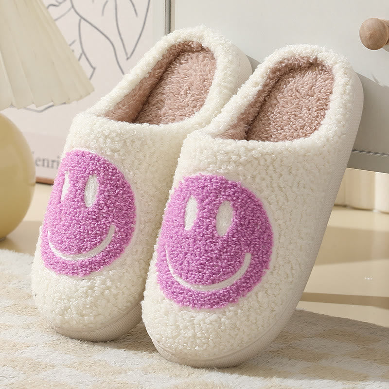 Plus Size Anti Slip Smiley Face Slippers - Light Purple - US 11-12 - image 8