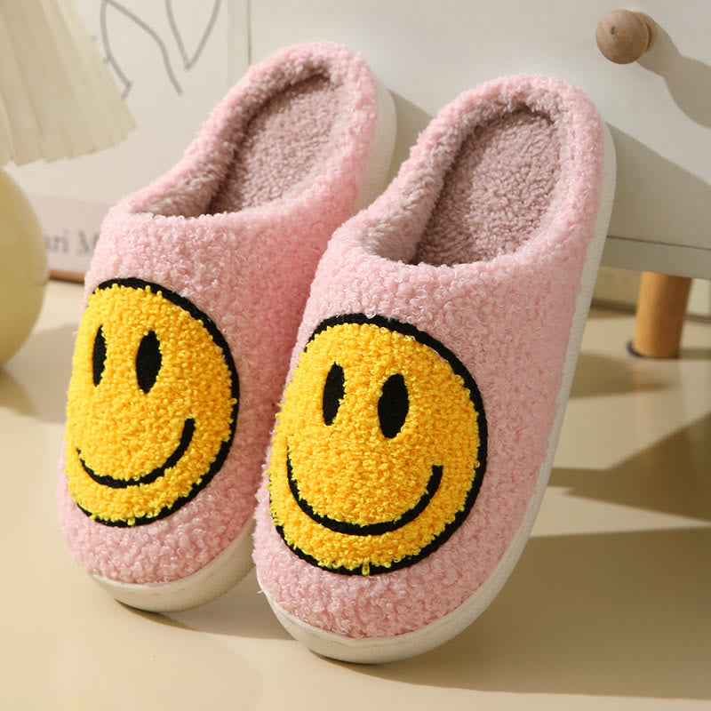 Plus Size Cartoon Smiley Face Slippers - Pink - US 11-12 - image 3