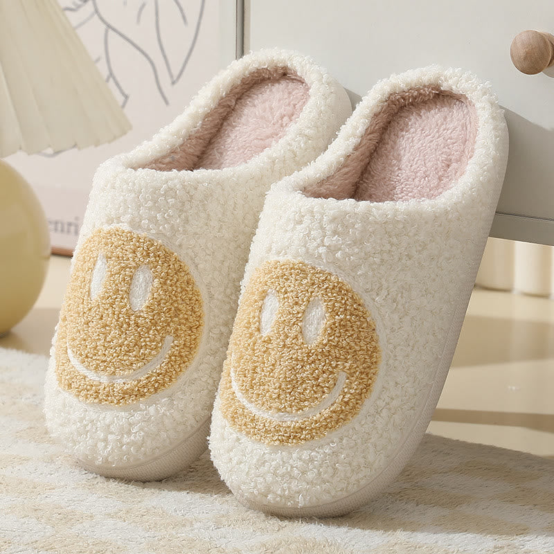 Plus Size Cartoon Smiley Face Slippers - Khaki - US 11-12 - image 5