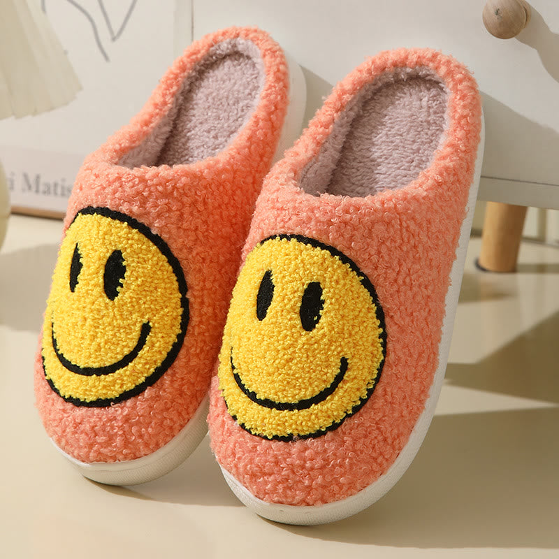 Plus Size Cartoon Smiley Face Slippers - Orange - US 11-12 - image 1