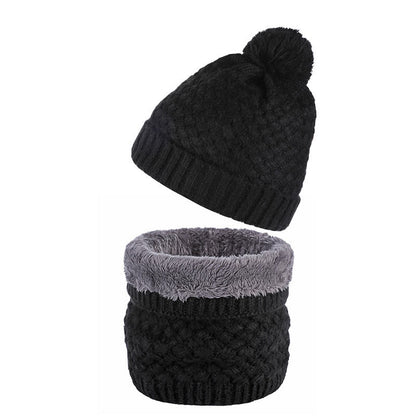 Winter Fleece Knitwear Beanie Scarf 2 In 1 Set - Black - One Size - image 3