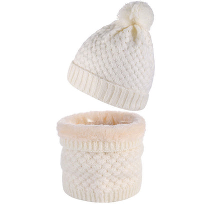 Winter Fleece Knitwear Beanie Scarf 2 In 1 Set - White - One Size - image 4