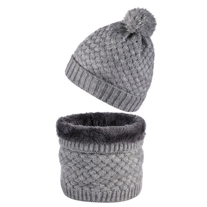 Winter Fleece Knitwear Beanie Scarf 2 In 1 Set - Grey - One Size - image 5