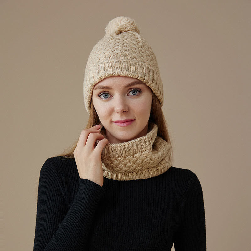 Winter Fleece Knitwear Beanie Scarf 2 In 1 Set - image 0