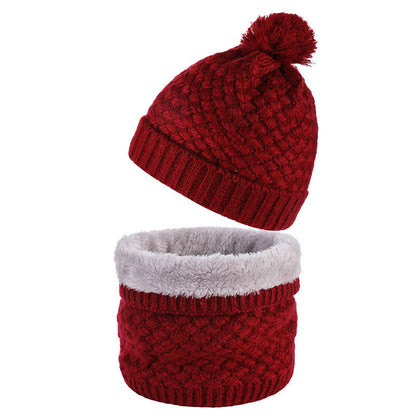 Winter Fleece Knitwear Beanie Scarf 2 In 1 Set - Wine - One Size - image 10