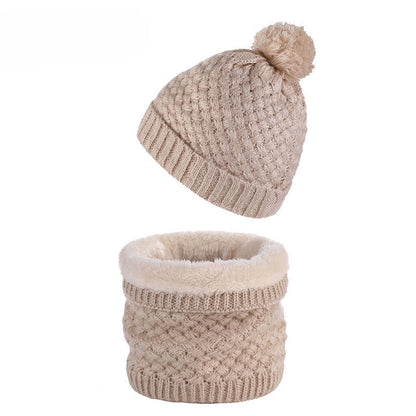 Winter Fleece Knitwear Beanie Scarf 2 In 1 Set - Beige - One Size - image 14
