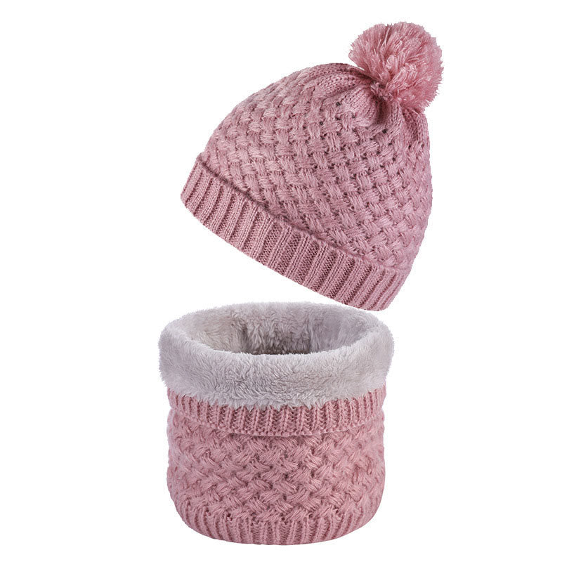 Winter Fleece Knitwear Beanie Scarf 2 In 1 Set - Pink - One Size - image 7