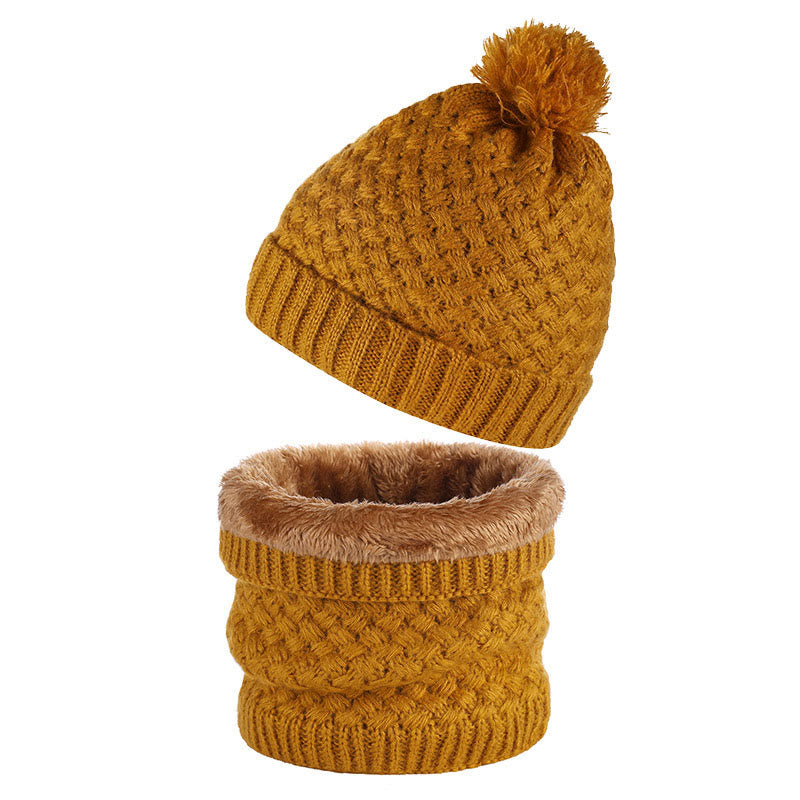 Winter Fleece Knitwear Beanie Scarf 2 In 1 Set - Yellow - One Size - image 11