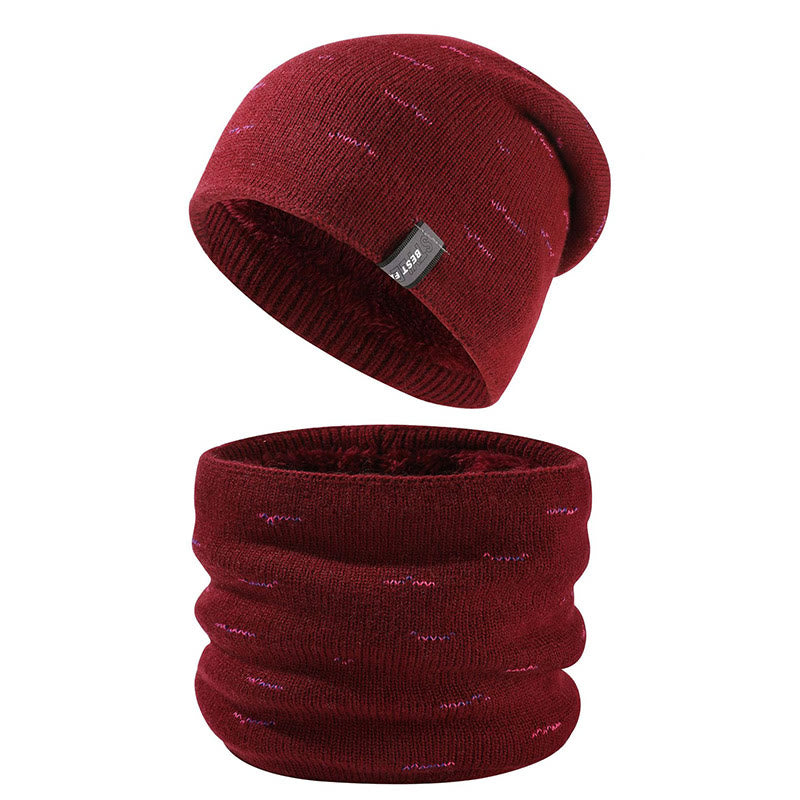 Fashion Warm Beanie Scarf 2 In 1 Set - Wine - One Size - image 12