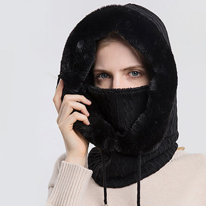 Solid Color Cold Protection Hooded Scarf - image 2