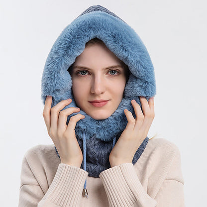 Solid Color Cold Protection Hooded Scarf - image 13
