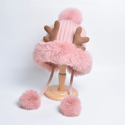 Antlers Pompom Beanie Hats - Pink - One Size - image 14