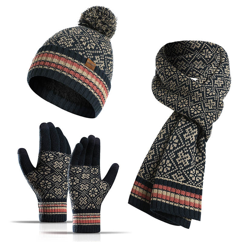 Touch Screen Gloves Beanie Scarf 3 In 1 Set - Navy Blue - One Size - image 15