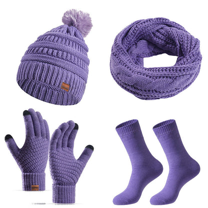 Winter Classic Gloves Beanie Scarf Socks 4 In 1 Set - Purple - One Size - image 16